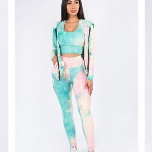 Tik tok famous leggins and bra and jacket set
